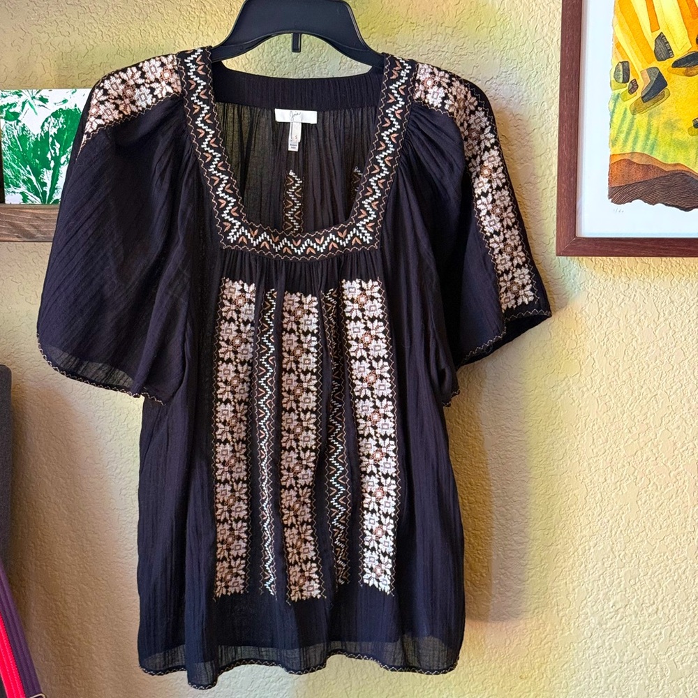 Joie Gauze Cotton Peasant Blouse